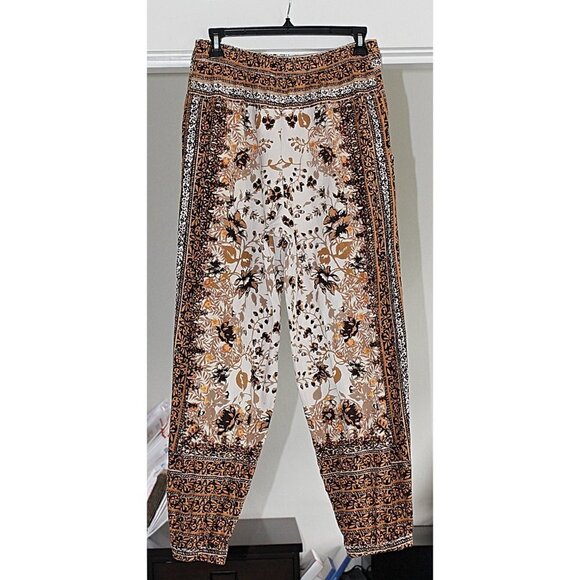 Anthropologie - Floral Print Linen Blend Joggers - Scarf Print - sz 4 - Picture 6 of 12
